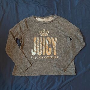 Juicy Couture Gray Long Sleeve Shirt with Metallic Decal